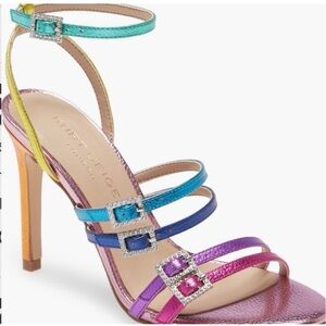 Kurt Geiger Rainbow Strappy Rhinestone High Heels Stilettos 6.5